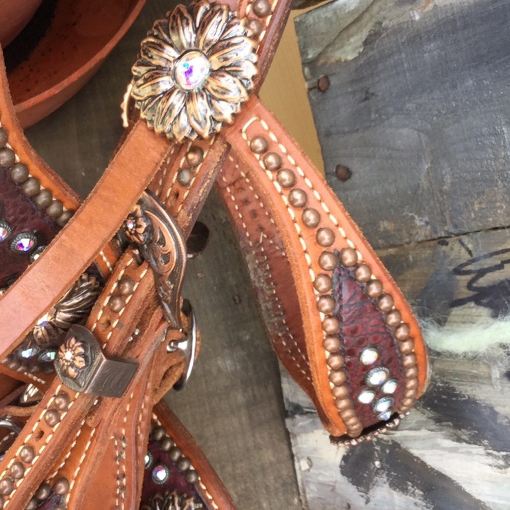Heritage brand tack set rodeo queen barrel racing cowgirl horse show rhinestone - Picture 4 of 15